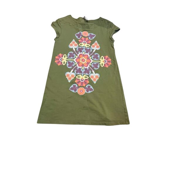 Tea Collection Girls’ Dress | Size 7 | Olive Green Floral Print | 100% Cotton - Picture 1 of 5